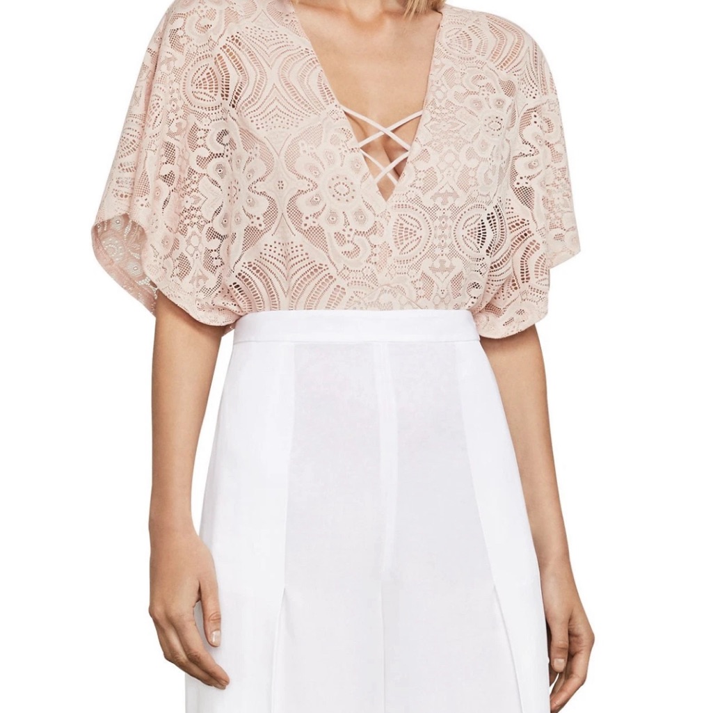 Bcbgmaxazria Dusty Pink Beata Lace Bodysuit Size S